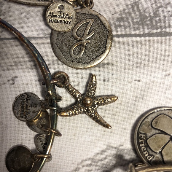 5 Alex & Ani charm bracelets silver tone penquin bumblebee starfish - Picture 6 of 6